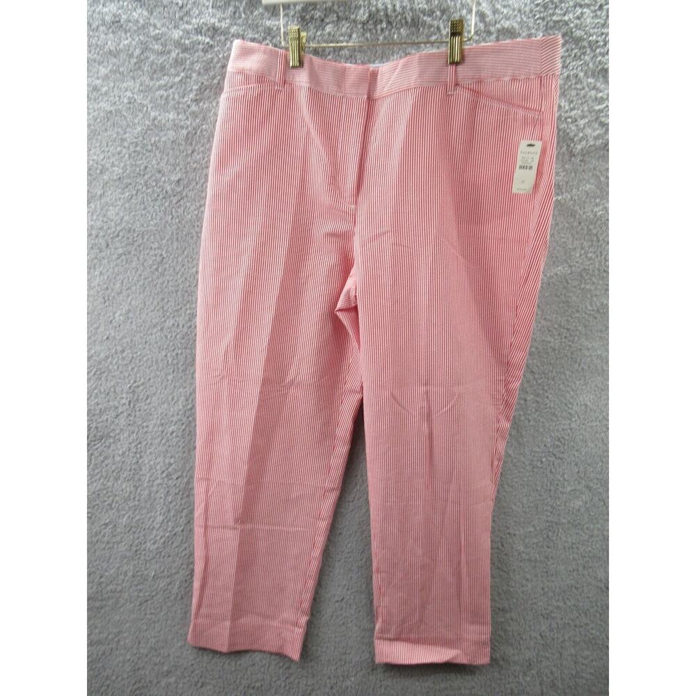 Talbots Women’s Perfect Crop Red & White Seersucker Striped Capri Pants Sz 12